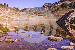 Shallow lake with rocks