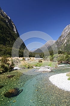 Shallow river in mountains