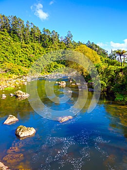 Shallow river with a rocky bed