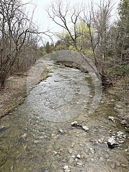 Shallow river stream in Spring