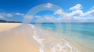 shallow sea waves clear water on a beautiful summer beach in sunny weather generative ai