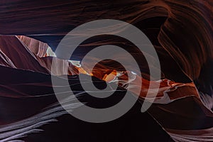 Shallow space between rocks in the Antelope Canyon in  Lechee, Arizona, USA photo