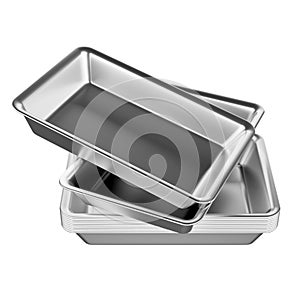 Shallow stainless steel tray 3D.