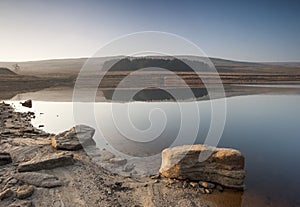 Shallow Yorkshire moorland reservoir