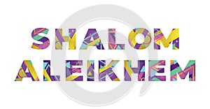 Shalom Aleikhem Concept Retro Colorful Word Art Illustration