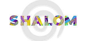 Shalom Concept Retro Colorful Word Art Illustration