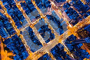 Top view of Hong Kong city at night