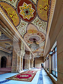 Shamakhi juma mosque, unique architecture. Friday cathedral mosque. Interior frescoes and decoration