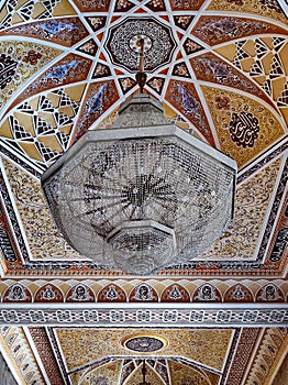 Shamakhi juma mosque, unique architecture. Friday cathedral mosque. Interior frescoes and decoration