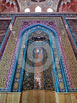 Shamakhi juma mosque, unique architecture. Friday cathedral mosque. Interior frescoes and decoration
