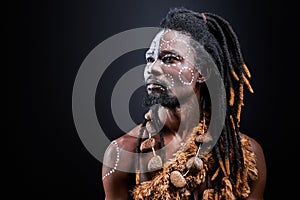 shaman tribal ritual man isolated in studio