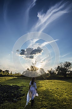 Shaman woman walking