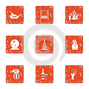 Shamanism icons set, grunge style