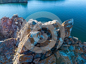 Shamanka Rock. Lake Baikal at Olkhon Island. the village of Khuzhir