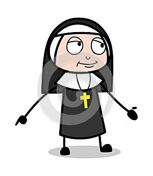 Shame - Cartoon Nun Lady Vector Illustration