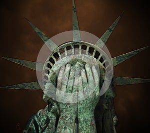 Shamed and embarrassed Statute of Liberty