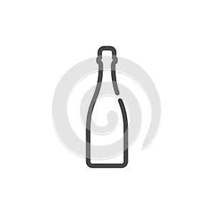 Shampagne bottle in flat style on white background. Simple template design. Beverage icon design. Isolated illustration outline