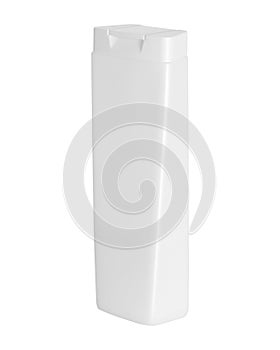 Shampoo bottle isolated on white background. Blank plastic packaging for design.  Clipping path