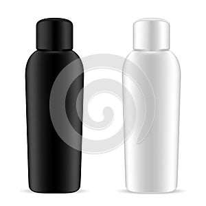 Shampoo Bottles Set. Black and White Cosmetic Pack