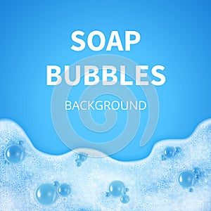 Shampoo foam with bubbles. Soap sud vector background