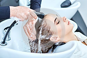 Shampoo for hair, beauty salon, hair wash