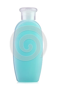 Shampoo in a plastic bottle isolated on a white background. Cosmetic products. File contains clipping path