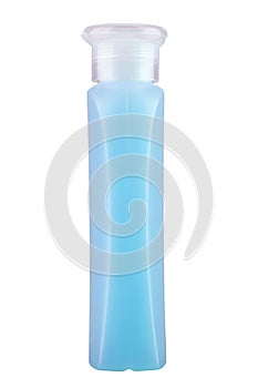 Shampoo in a plastic bottle isolated on a white background. Cosmetic products. File contains clipping path