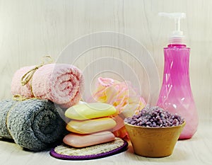 Shampoo soap and shower cream bathroom products