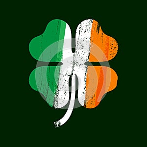 Shamrock clover icon. Irish flag texture. Symbol of luck.