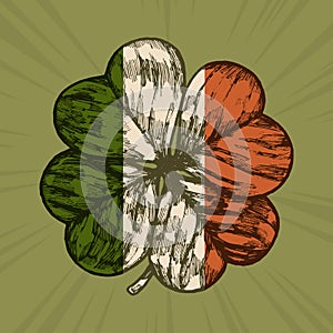 Shamrock in colours of flag of Ireland