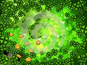 Shamrock Four Leaf Clover Background with Balloons