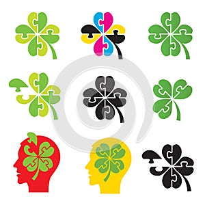 Shamrock, four leaf clover, puzzle concept..