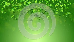 Shamrock green clover leaves pattern loop background. St Patricks Day shamrock symbols decorative elements pattern.