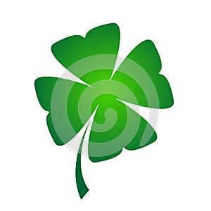 Shamrock - green four leaf clover icon. Good luck theme design element. Simple geometrical shape vector illustration