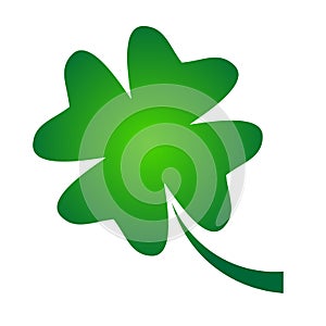 Shamrock - green gradient four leaf clover icon. Good luck theme design element. Simple geometrical shape vector