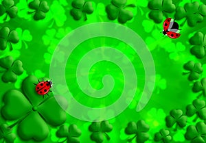 Shamrock Leaves Lucky Ladybug for St Patricks Day