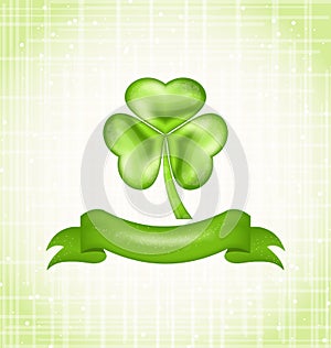 Shamrock with ribbon for Saint Patrick day