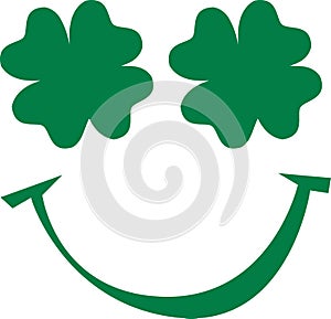 Shamrock smiley with clover eyes