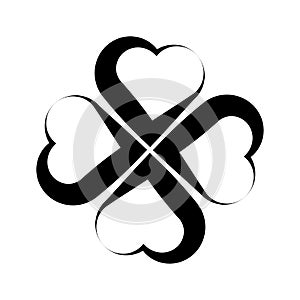 Shamrock symbol. Fourleaf clover black vector outline photo