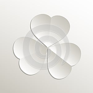 Shamrock symbol icon, card paper 3D natural