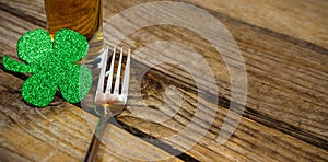 Shamrocks st patrick day and fork