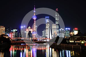 Shanghai bund lujiazui night scene