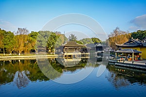 SHANGHAI, CHINA - 29 JANUARY, 2017: Beautiful traditional chinese buildings located inside Zhouzhuang water town