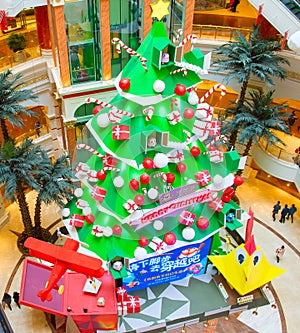 New Year decorated shopping mall