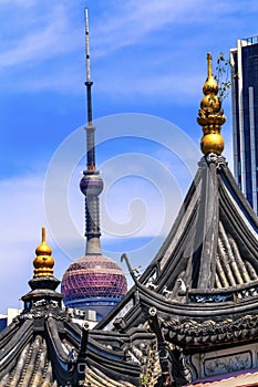 Shanghai China Old and New Shanghai TV Tower and Yuyuan Garden