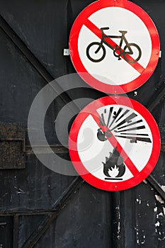 Road traffic signs at Renmin Road in Shanghai, China