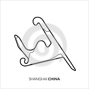 Shanghai circuit, China. Motorsport race track vector map