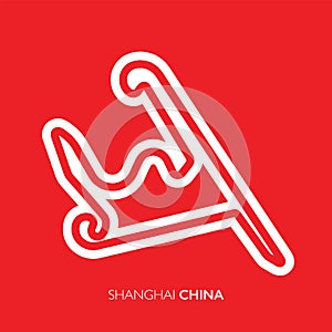 Shanghai circuit, China. Motorsport race track vector map