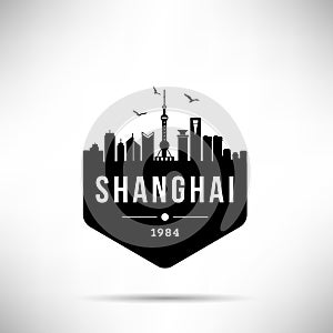 Shanghai City Modern Skyline Vector Template