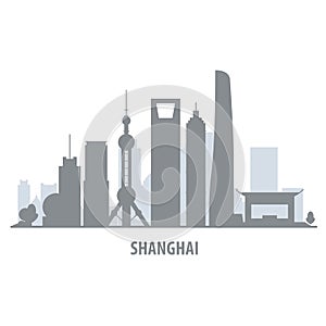 Shanghai city skyline - cityscape silhouette with landmarks